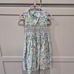 Carriage Boutique Pastel Floral Smocked Dress - Green, Pink, Blue